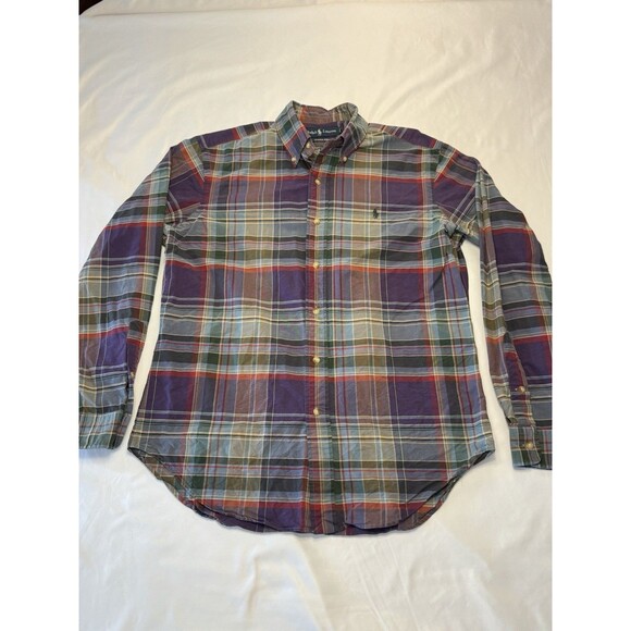 Ralph Lauren Button Down Preppy Classic Plaid Checkered Shirt Little Pony Mens M - Picture 1 of 7